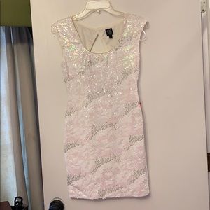 White sequin open back minidress